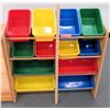 Image 1 : Wood Rack w/ 12 Multi-Colored Bins