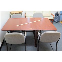 Wooden Table & Qty 4 Arm Chairs