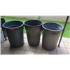 Image 1 : Qty 3 Full Size Gray Plastic Garbage Cans