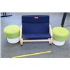 Image 1 : Wood Upholstered Children's Chair w/ Upholstered Stools
