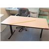 Image 1 : Wood & Metal Folding Table w/ Rolling Chair