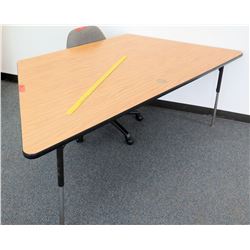 Wood & Metal Corner Table & Rolling Chair