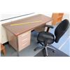 Image 1 : Wood & Metal Desk w/ Rolling Chair