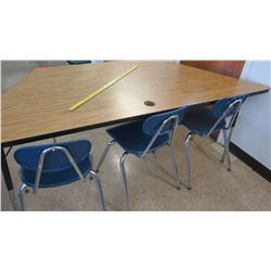 Wood & Metal Corner Table w/ 3 Chairs