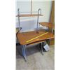 Image 1 : Wood & Metal Desk w/ Attached Shelving