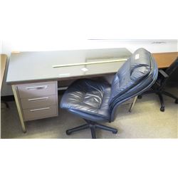 Wood & Metal Desk w/ Rolling Chair