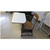 Image 2 : Vintage Wood & Metal School Desk w/ Attached Chair