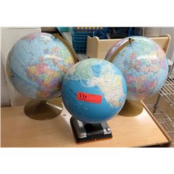 Qty 3 World Globes