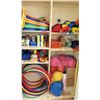 Image 1 : Contents of Shelf - Balls, Hula Hoops & Sports Equipment