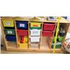 Image 1 : Wood Shelf w/ Colored Stacking Bins