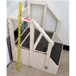 Portable 2 Step Wood Stairs w/ Rail
