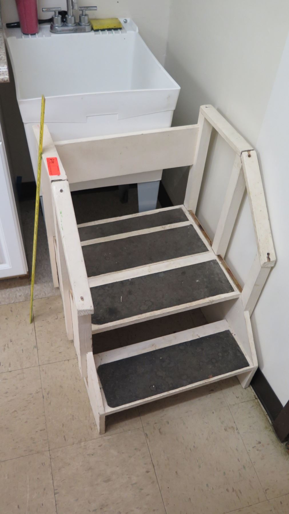 Portable 2 Step Wood Stairs w/ Rail