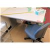 Image 1 : White Metal Table w/ Rolling Chair