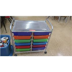 Rolling Metal Cart w/ Colored Bins