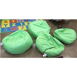 Qty 4 Green Bean Bag Chairs