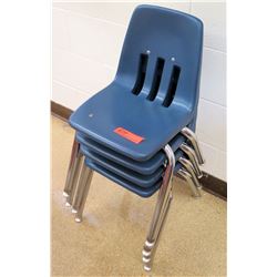 Qty 4 Metal & Blue Plastic Children Chairs