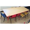 Image 1 : Long Wood Children's Table w/ 10 Chairs
