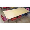 Image 1 : Long Wood Children's Table w/ 10 Chairs