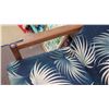 Image 3 : Wood Sofa w/ Blue Leaf Cushions