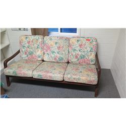 Sofa w/ Wooden Frame & Floral Print Cushions