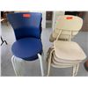 Image 1 : 7 Blue Stackable Chairs & 4 White Stackable Chairs