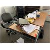 Image 1 : Desk with Metal Base & Drawers, Rolling Office Chair, Side Stand