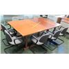 Image 1 : Qty 2 Wooden Tables & 9 Upholstered Reception Chairs