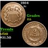 Image 1 : 1864 . . Two Cent Piece 2c Grades f+