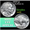 Image 1 : 1937-p . . Buffalo Nickel 5c Grades Choice AU/BU Slider