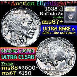 1938-d . . Buffalo Nickel 5c Grades Gem++