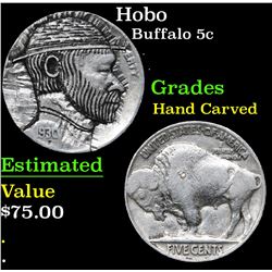 Hobo . . Buffalo Nickel 5c Hand Carved