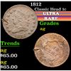 Image 1 : 1812 . . Classic Head Large Cent 1c Grades ag
