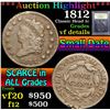 Image 1 : ***Auction Highlight*** 1812 Small Date . Classic Head Large Cent 1c Graded vf details By USCG (fc)
