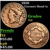 Image 1 : 1816 . . Coronet Head Large Cent 1c Grades f, fine
