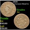 Image 1 : 1818 . . Coronet Head Large Cent 1c Grades f, fine