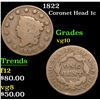 Image 1 : 1822 . . Coronet Head Large Cent 1c Grades vg+