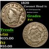 Image 1 : 1829 45¡ CCW Rotated Die Medium Letters Coronet Head Large Cent 1c Grades f+