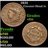 Image 1 : 1831 . . Coronet Head Large Cent 1c Grades vf+