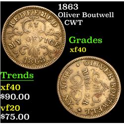 1863 Oliver Boutwell . . Civil War Token 1c Grades xf