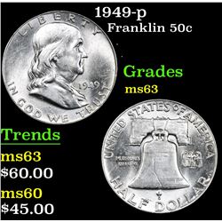 1949-p . . Franklin Half Dollar 50c Grades Select Unc