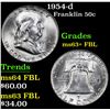 Image 1 : 1954-d . . Franklin Half Dollar 50c Grades Select Unc+ FBL