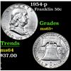 Image 1 : 1954-p . . Franklin Half Dollar 50c Grades Select+ Unc