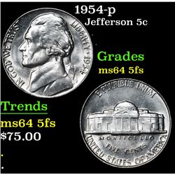 1954-p . . Jefferson Nickel 5c Grades Choice Unc 5fs