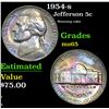 Image 1 : 1954-s Stunning color . Jefferson Nickel 5c Grades GEM Unc