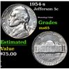 Image 1 : 1954-s . Stunning Color Jefferson Nickel 5c Grades GEM Unc