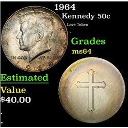 1964 Love Token . Kennedy Half Dollar 50c Grades Choice Unc