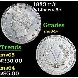 1883 n/c . . Liberty Nickel 5c Grades Choice+ Unc