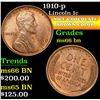 Image 1 : 1910-p . . Lincoln Cent 1c Grades GEM+ Unc BN