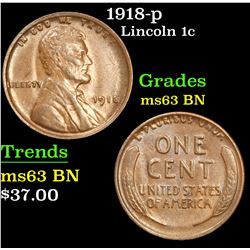 1918-p . . Lincoln Cent 1c Grades Select Unc BN