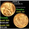 Image 1 : 1935-p . Cool Clash On Reverse Lincoln Cent 1c Grades GEM++ RD
